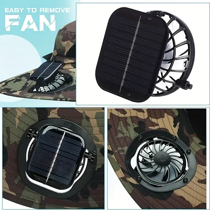 New Solar-Powered Outdoor Cooling Fan Hat — Sun Protection Hat with Solar Fan