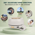Portable Silent Mini Bladeless Electric Fan,Adjustable 3-speed Suspended Waist Fans,Phone Cooling Fan,Personal Fan,Rotating BodyFan Suitable for Outdoor Travel