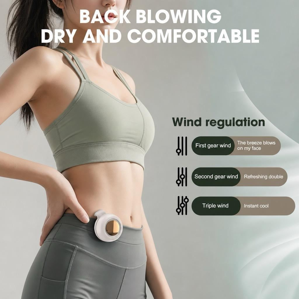 Portable Silent Mini Bladeless Electric Fan,Adjustable 3-speed Suspended Waist Fans,Phone Cooling Fan,Personal Fan,Rotating BodyFan Suitable for Outdoor Travel