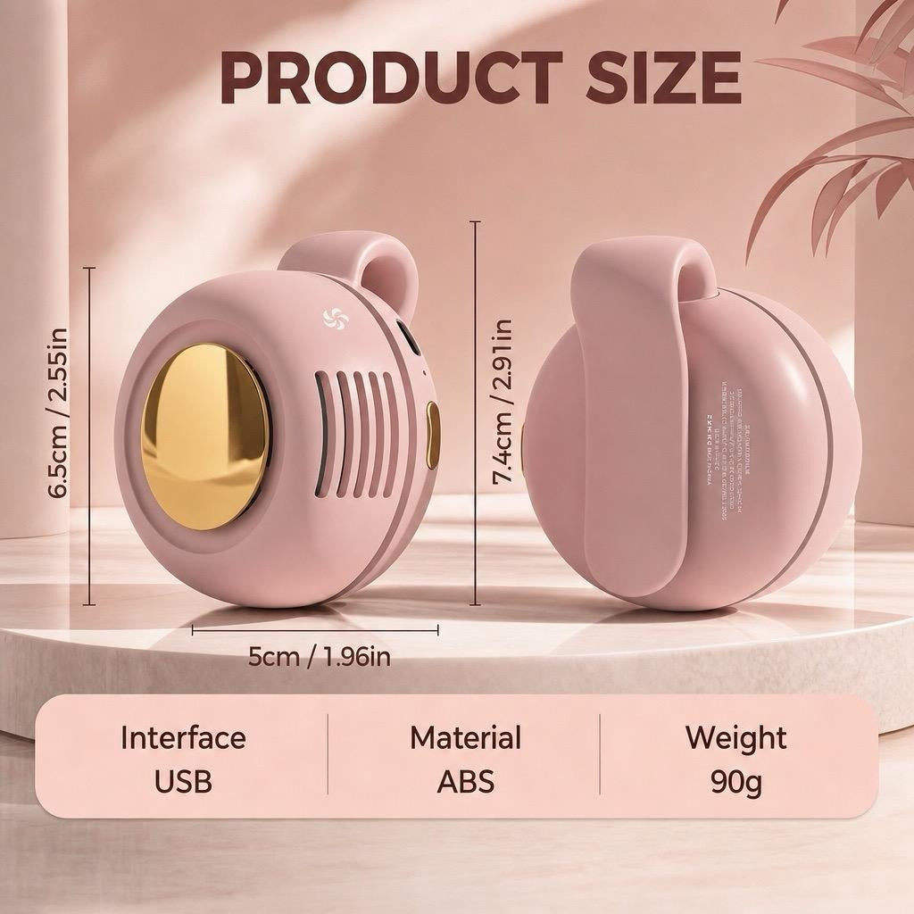 Portable Silent Mini Bladeless Electric Fan,Adjustable 3-speed Suspended Waist Fans,Phone Cooling Fan,Personal Fan,Rotating BodyFan Suitable for Outdoor Travel