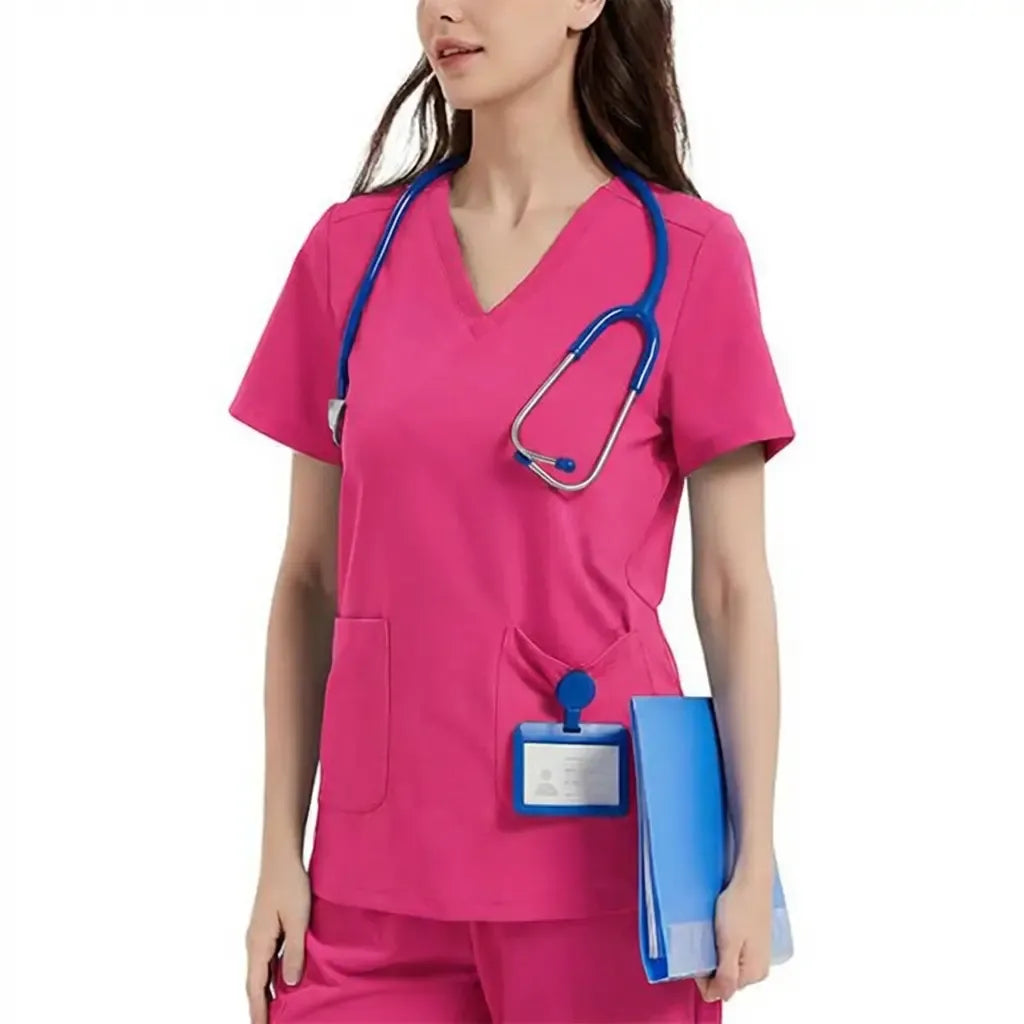 Stretchy Scrub Tops Nurse Uniform Tops for Women with Pockets Soft Nursing Clothes Breathable Workwear Vneck Womenswear Fitted Basic Minimalist