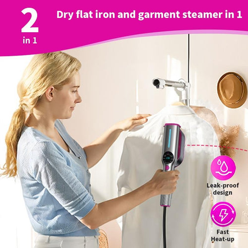 Dr.Flash Garment Steamer for Clothes, Portable Travel Clothing Steamer Iron, 7 Mode with LED Display, 5s Fast Heating, 90° Swivel Handle