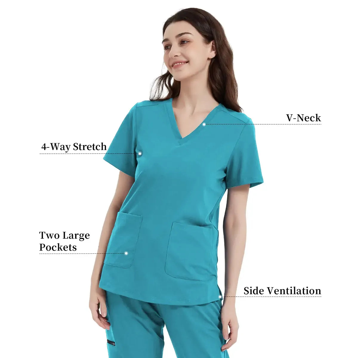 Stretchy Scrub Tops Nurse Uniform Tops for Women with Pockets Soft Nursing Clothes Breathable Workwear Vneck Womenswear Fitted Basic Minimalist
