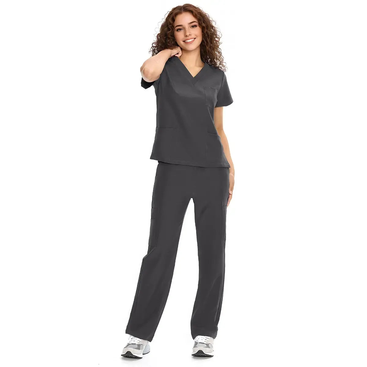 Scrubs for Women DawnDusk Set Medical Uniform - V-Neck Top & Straight Leg Pants with 9 Pockets,Easy Care,cozyfit