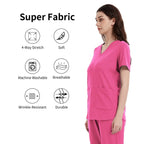 Stretchy Scrub Tops Nurse Uniform Tops for Women with Pockets Soft Nursing Clothes Breathable Workwear Vneck Womenswear Fitted Basic Minimalist