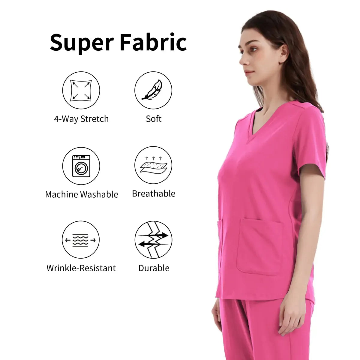Stretchy Scrub Tops Nurse Uniform Tops for Women with Pockets Soft Nursing Clothes Breathable Workwear Vneck Womenswear Fitted Basic Minimalist