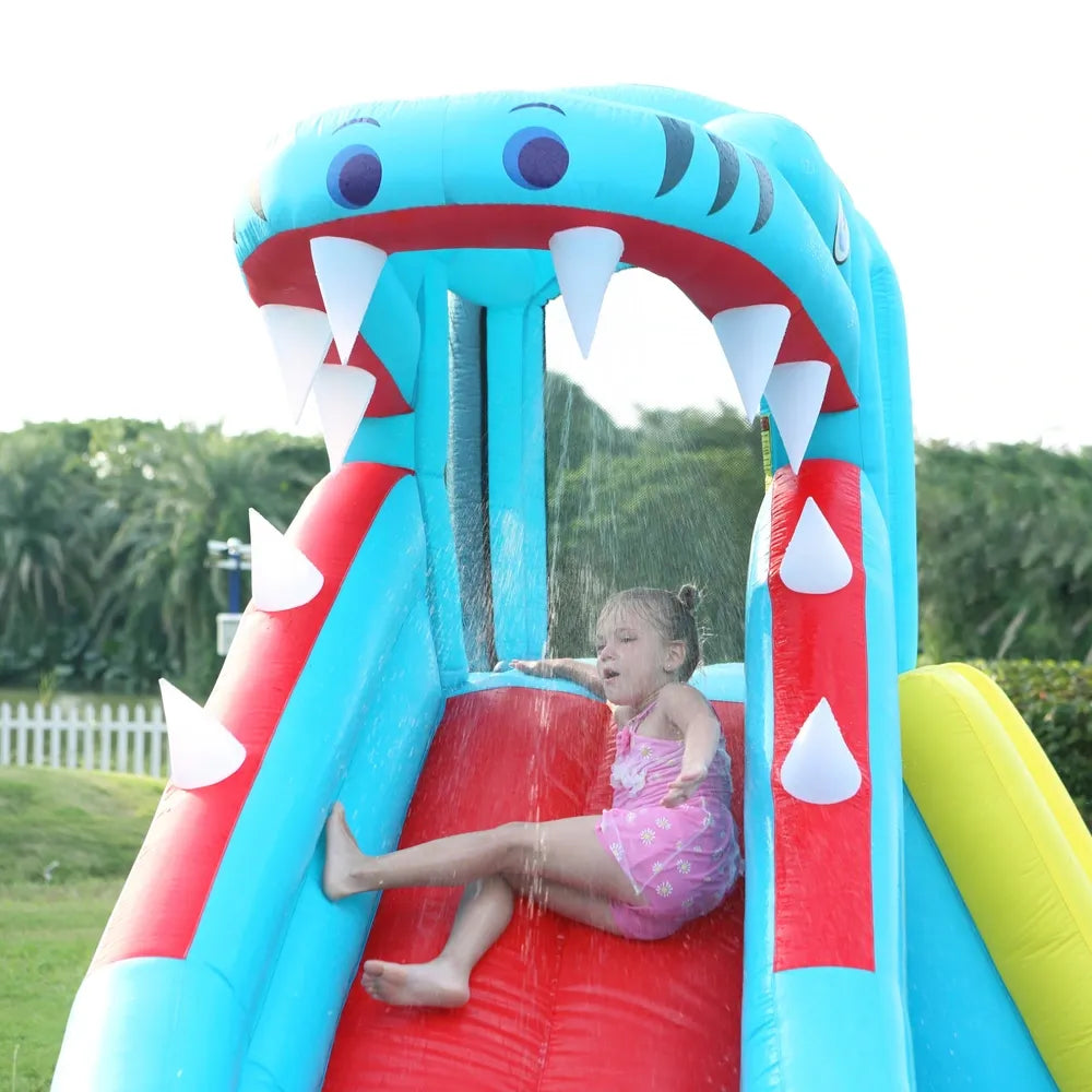 Happy Dinosaur Water Park Bouncy Castle with Slide