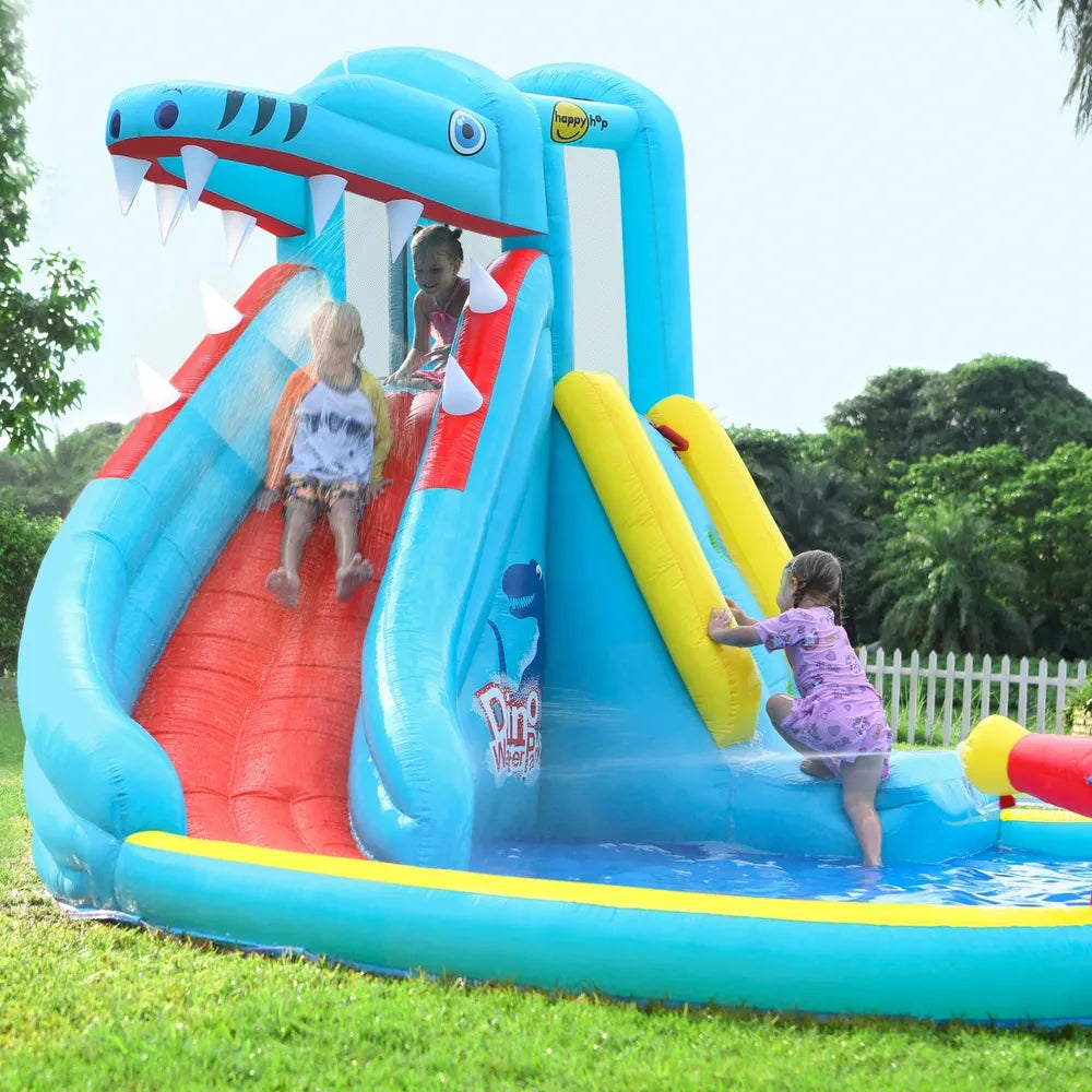 Happy Dinosaur Water Park Bouncy Castle with Slide