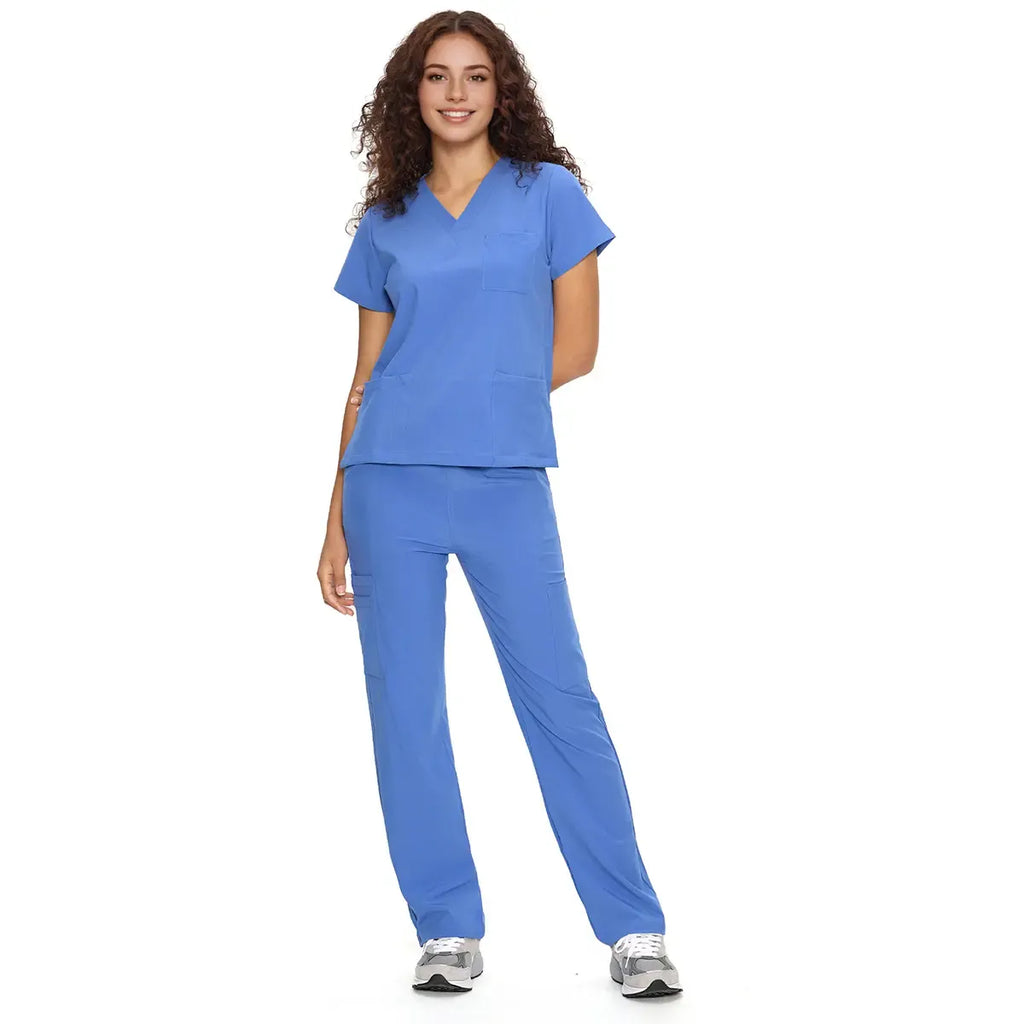 Scrubs for Women DawnDusk Set Medical Uniform - V-Neck Top & Straight Leg Pants with 9 Pockets,Easy Care,cozyfit