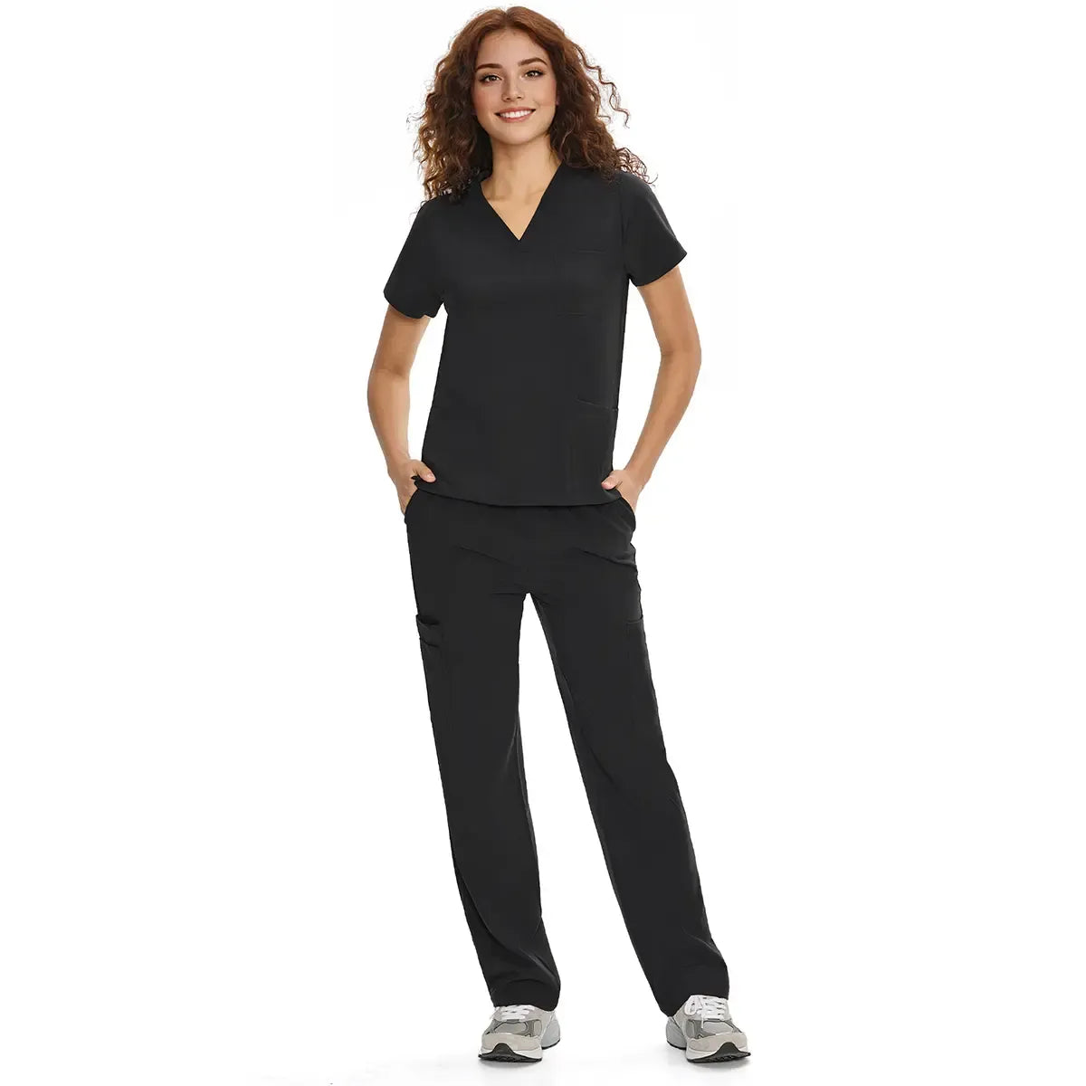 Scrubs for Women DawnDusk Set Medical Uniform - V-Neck Top & Straight Leg Pants with 9 Pockets,Easy Care,cozyfit