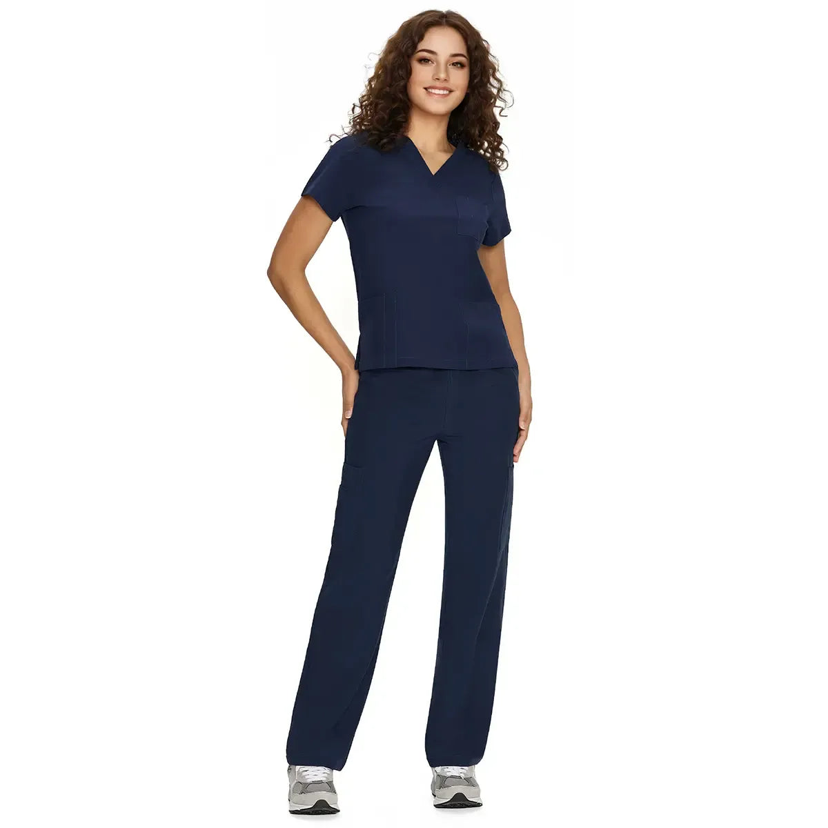 Scrubs for Women DawnDusk Set Medical Uniform - V-Neck Top & Straight Leg Pants with 9 Pockets,Easy Care,cozyfit