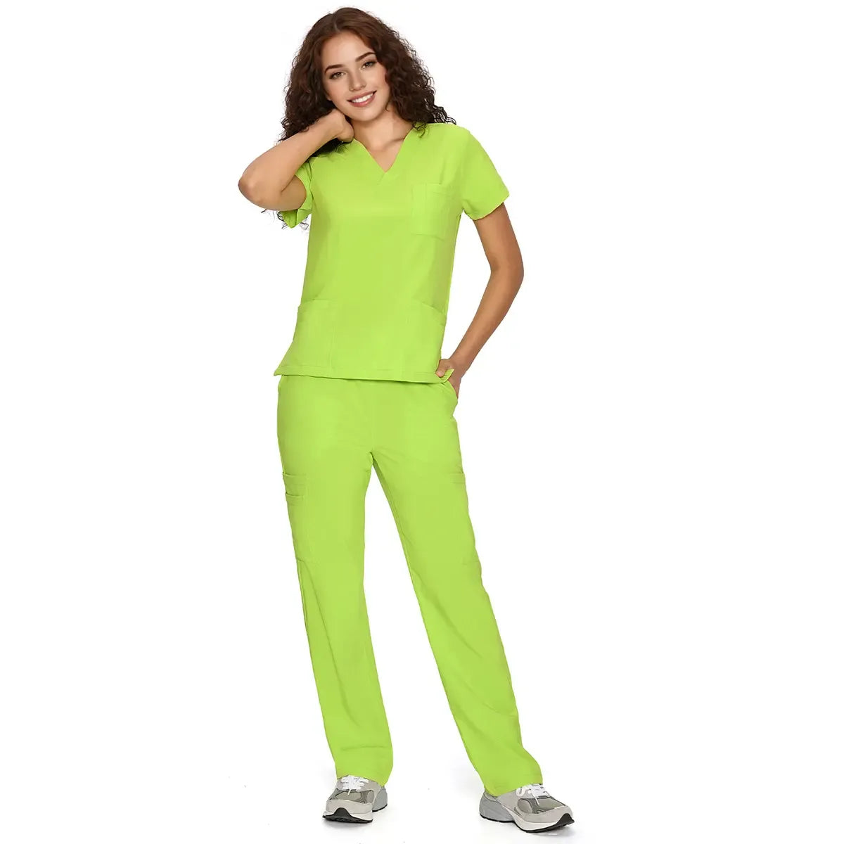 Scrubs for Women DawnDusk Set Medical Uniform - V-Neck Top & Straight Leg Pants with 9 Pockets,Easy Care,cozyfit
