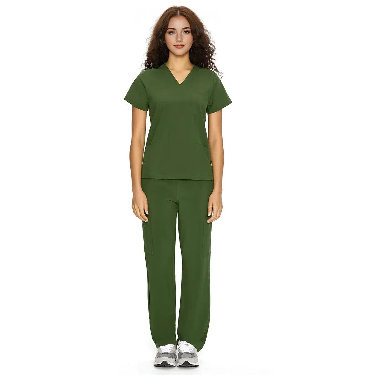Scrubs for Women DawnDusk Set Medical Uniform - V-Neck Top & Straight Leg Pants with 9 Pockets,Easy Care,cozyfit
