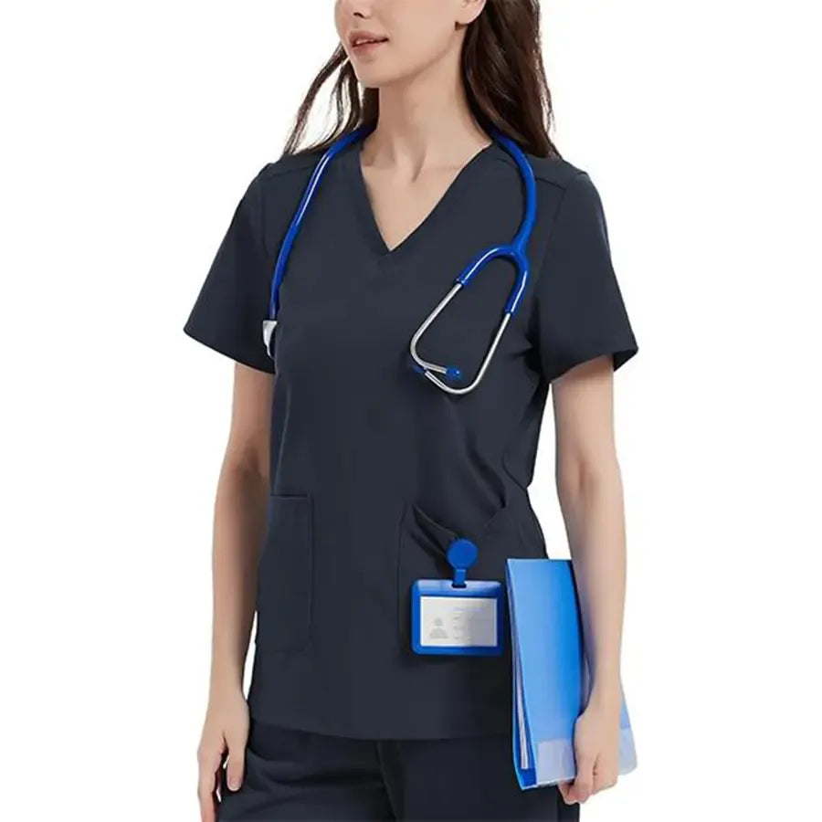 Stretchy Scrub Tops Nurse Uniform Tops for Women with Pockets Soft Nursing Clothes Breathable Workwear Vneck Womenswear Fitted Basic Minimalist