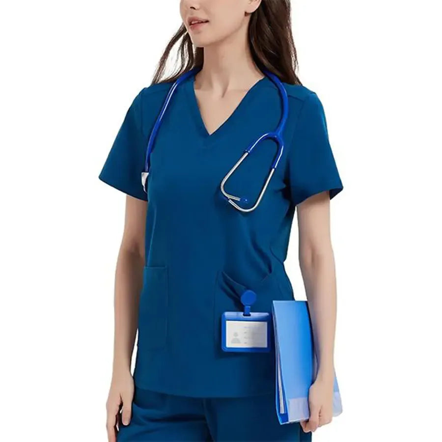 Stretchy Scrub Tops Nurse Uniform Tops for Women with Pockets Soft Nursing Clothes Breathable Workwear Vneck Womenswear Fitted Basic Minimalist