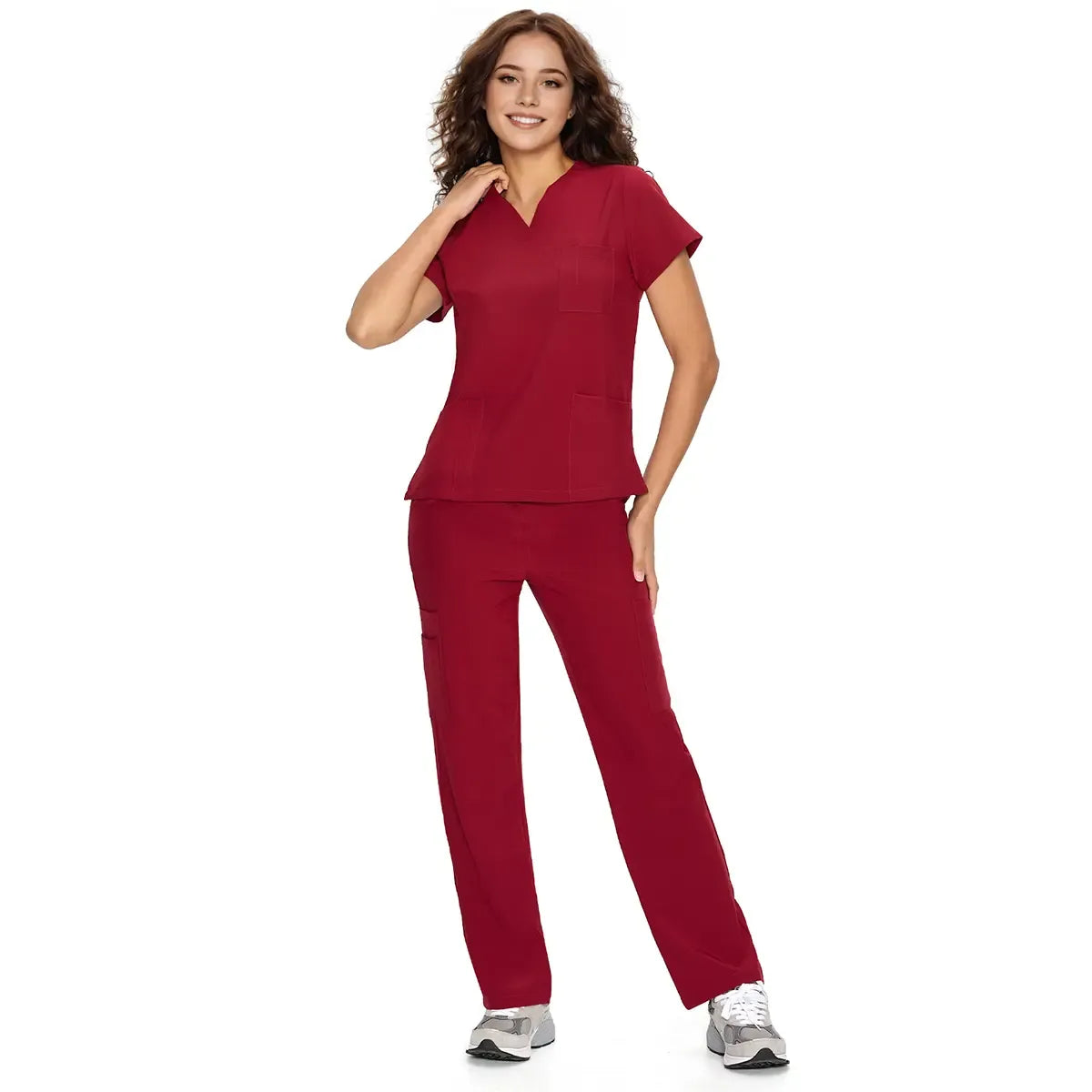 Scrubs for Women DawnDusk Set Medical Uniform - V-Neck Top & Straight Leg Pants with 9 Pockets,Easy Care,cozyfit