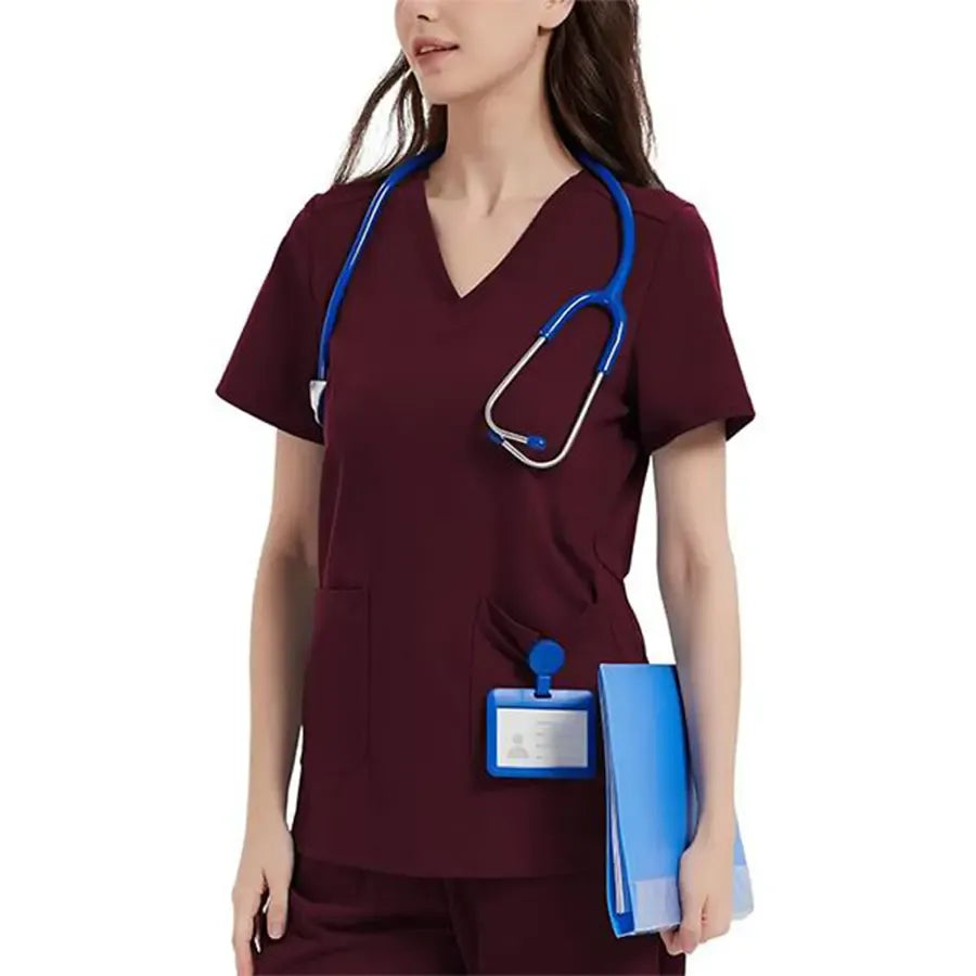 Stretchy Scrub Tops Nurse Uniform Tops for Women with Pockets Soft Nursing Clothes Breathable Workwear Vneck Womenswear Fitted Basic Minimalist