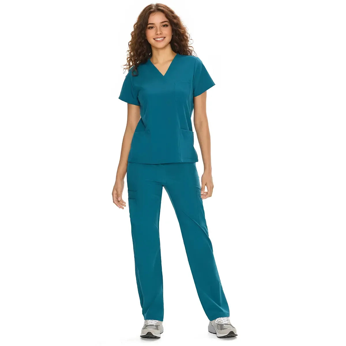 Scrubs for Women DawnDusk Set Medical Uniform - V-Neck Top & Straight Leg Pants with 9 Pockets,Easy Care,cozyfit