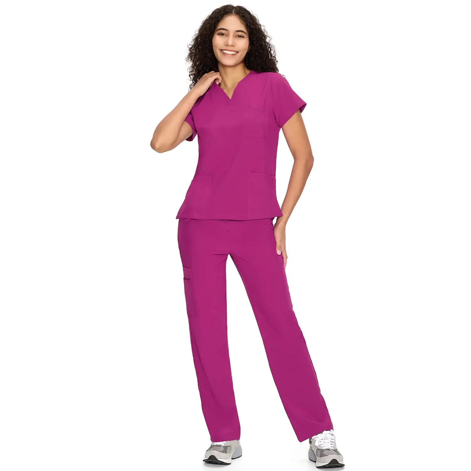Scrubs for Women DawnDusk Set Medical Uniform - V-Neck Top & Straight Leg Pants with 9 Pockets,Easy Care,cozyfit