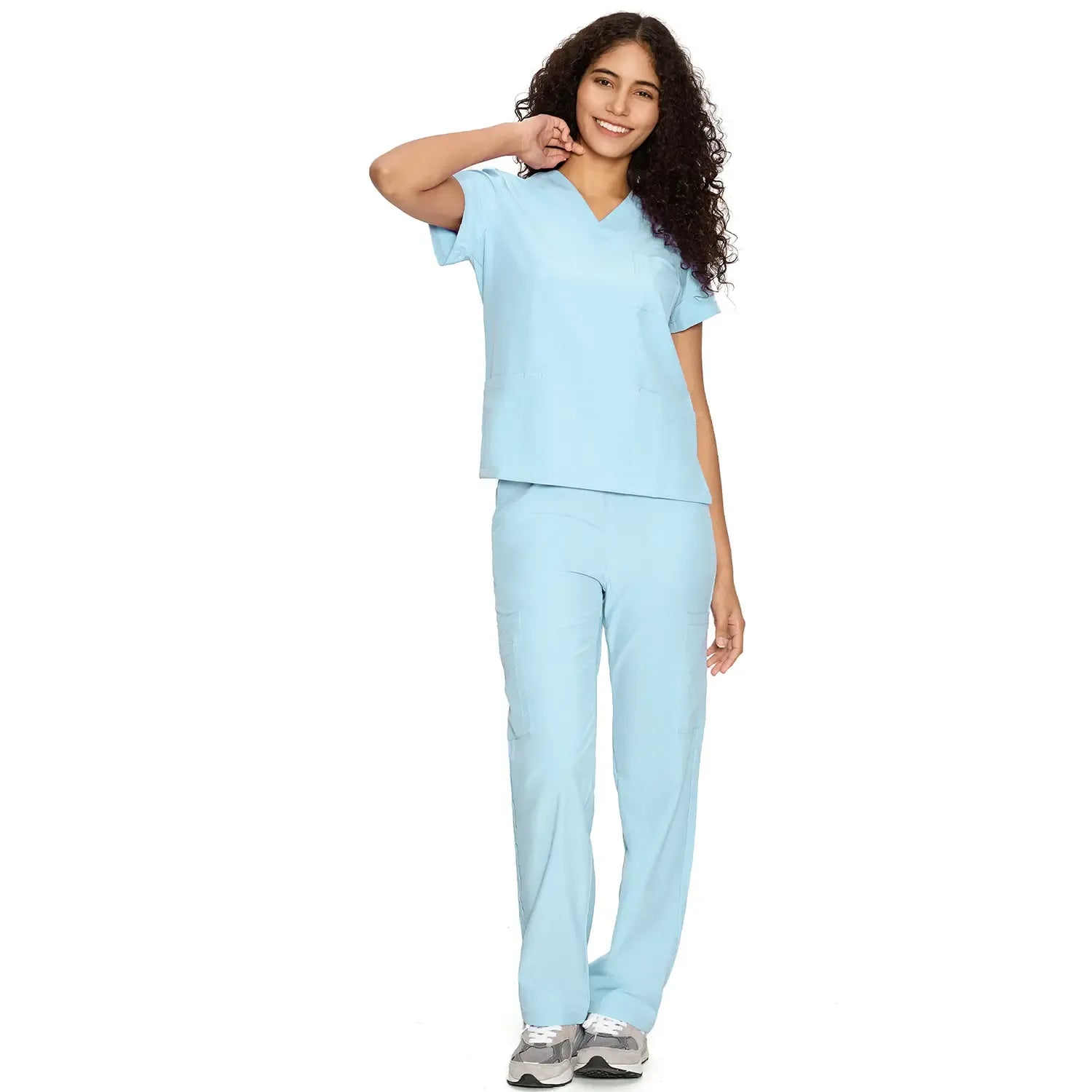 Scrubs for Women DawnDusk Set Medical Uniform - V-Neck Top & Straight Leg Pants with 9 Pockets,Easy Care,cozyfit