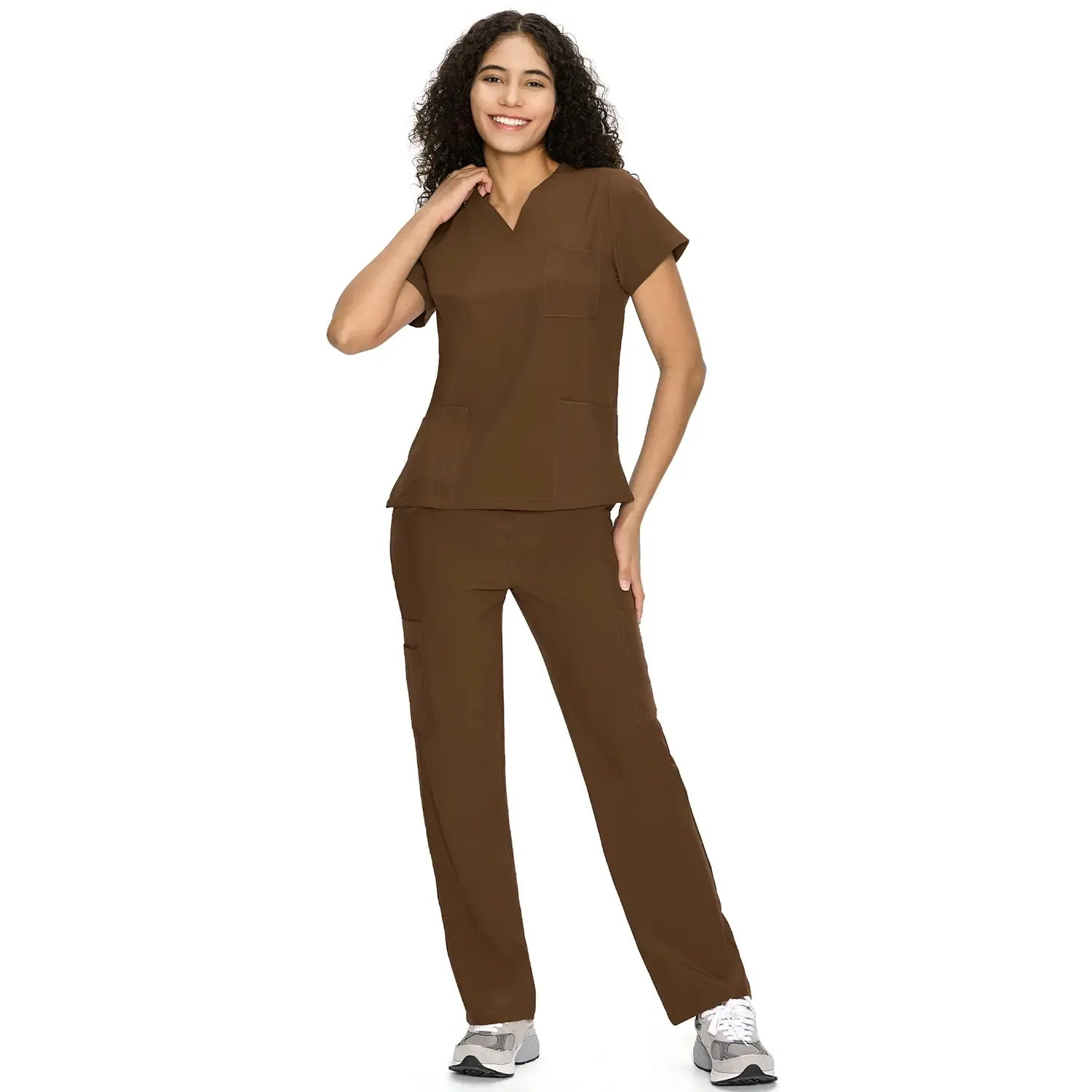 Scrubs for Women DawnDusk Set Medical Uniform - V-Neck Top & Straight Leg Pants with 9 Pockets,Easy Care,cozyfit