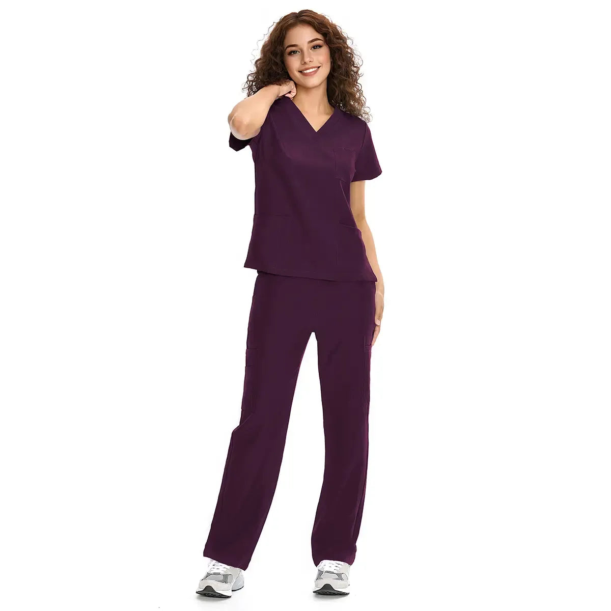 Scrubs for Women DawnDusk Set Medical Uniform - V-Neck Top & Straight Leg Pants with 9 Pockets,Easy Care,cozyfit