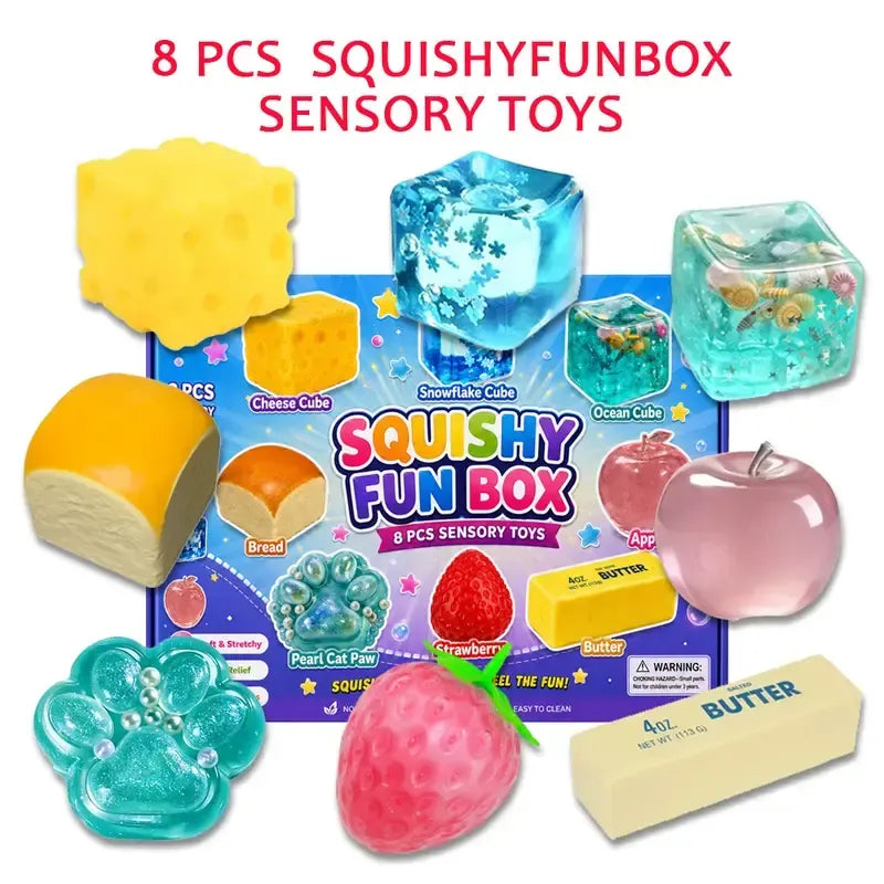 8-Piece Mystery Squishy Blind Box - Malt Sugar Stress Relief Fidget Toys 🍬✨