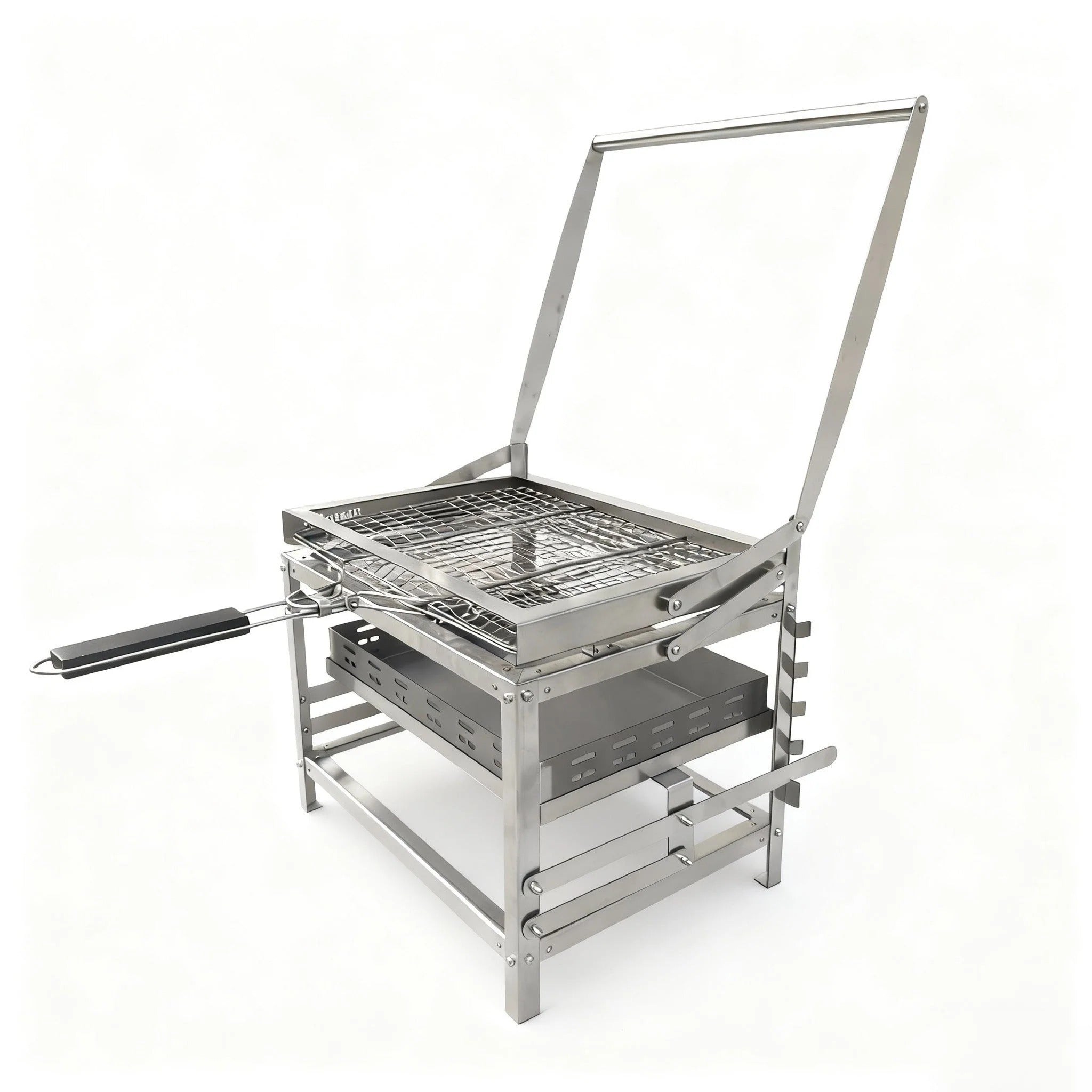 Portable 360° Rotating Charcoal Grill with Flipping Basket - Stainless Steel 🍖🔥