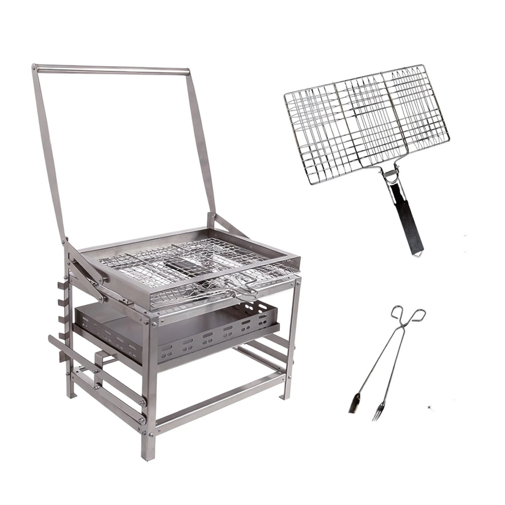 Portable 360° Rotating Charcoal Grill with Flipping Basket - Stainless Steel 🍖🔥
