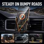 Quriov Wireless Car Charger Mount, Auto-Clamping Phone Holder with 90° Rotation, Air Vent Car Phone Mount for Navigation