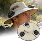 2026 New Three Solar Fan Outdoor Cooling Fan Hat — Sun Protection Hat with Solar Fan,Three-Power Rechargeable Fan