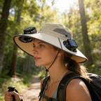 2026 New Three Solar Fan Outdoor Cooling Fan Hat — Sun Protection Hat with Solar Fan,Three-Power Rechargeable Fan