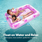 Sloosh-L/XL Inflatable Tanning Pool Lounge Float With Cup Holder, 70“X46”/85″ x 57″ Extra Large Pool Floats Adult with Pillow, 4 in 1 Suntan Tub Raft Floatie