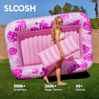 Sloosh-L/XL Inflatable Tanning Pool Lounge Float With Cup Holder, 70“X46”/85″ x 57″ Extra Large Pool Floats Adult with Pillow, 4 in 1 Suntan Tub Raft Floatie